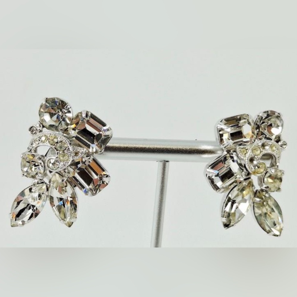 Vintage Signed Eisenberg Ice Rhinestone Clip-On Earrings – Mid Century Jewelry